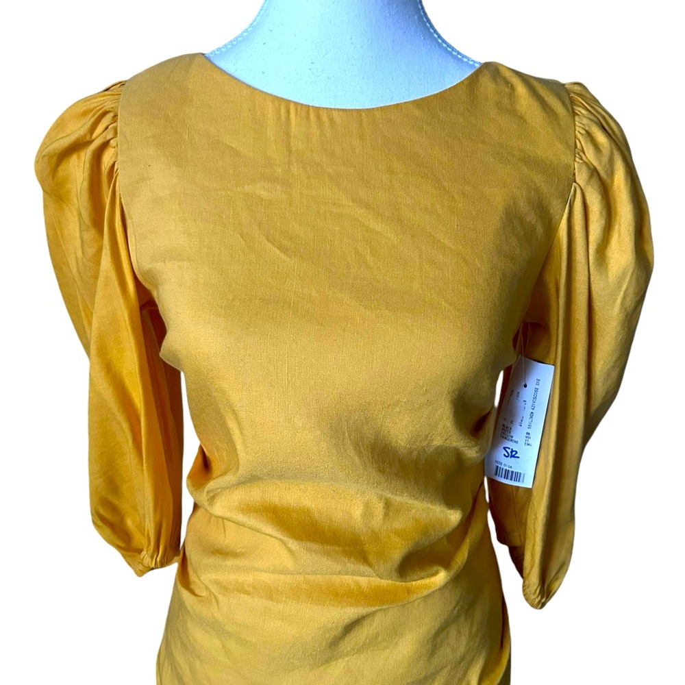 Nicole Miller Yellow Stretch Puff Sleeve Lauren Original Sample Dress XS… - Picture 9 of 15